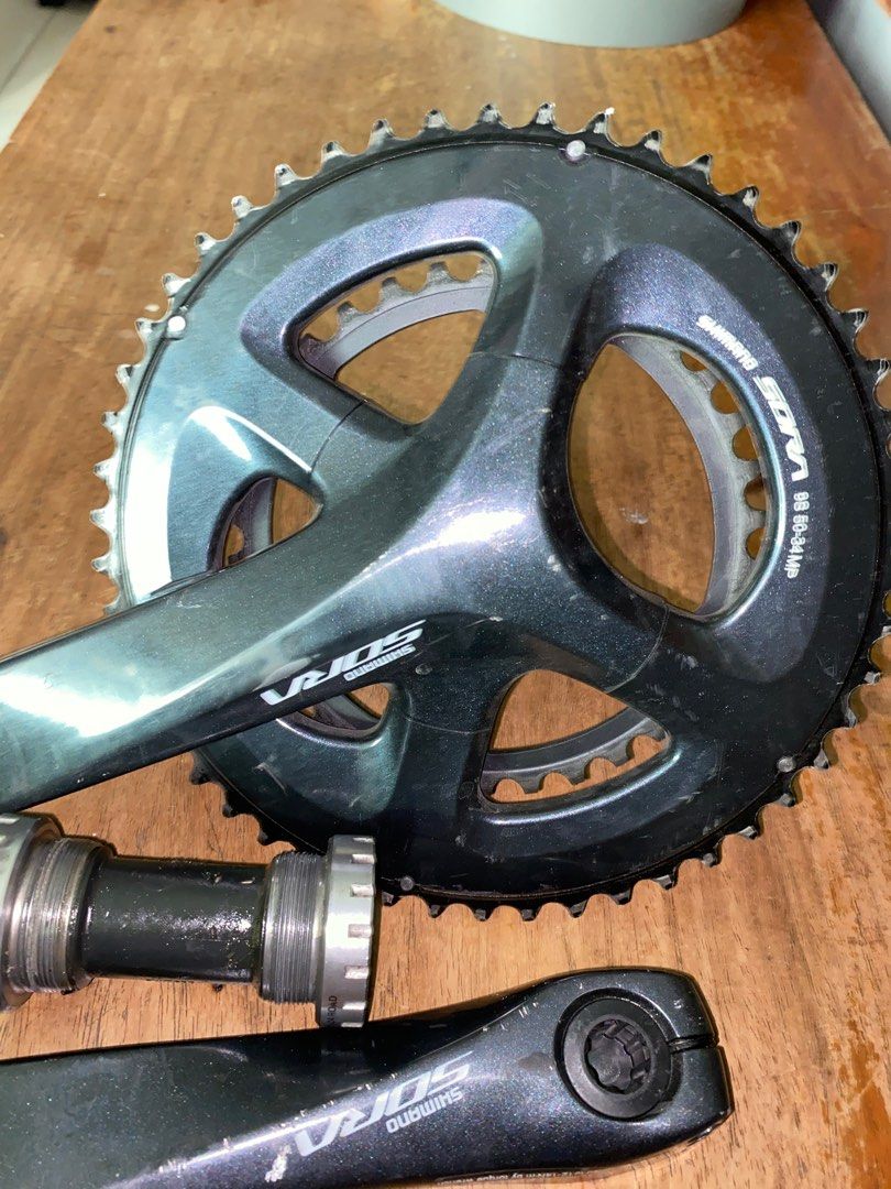 SHIMANO SORA CRANKSET (Category: Bicycles) located in Quezon City. Submitted by krystorei (Listing ID 1358348206, Image 2). Description: scratches .