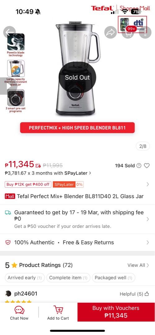 Tefal Perfect Mix + Blender (Category: Juicers, Blenders & Grinders) located in Quezon City. Submitted by sudo8 (Listing ID 1358358765, Image 3). Description: Extra blender Heavy duty No more box.