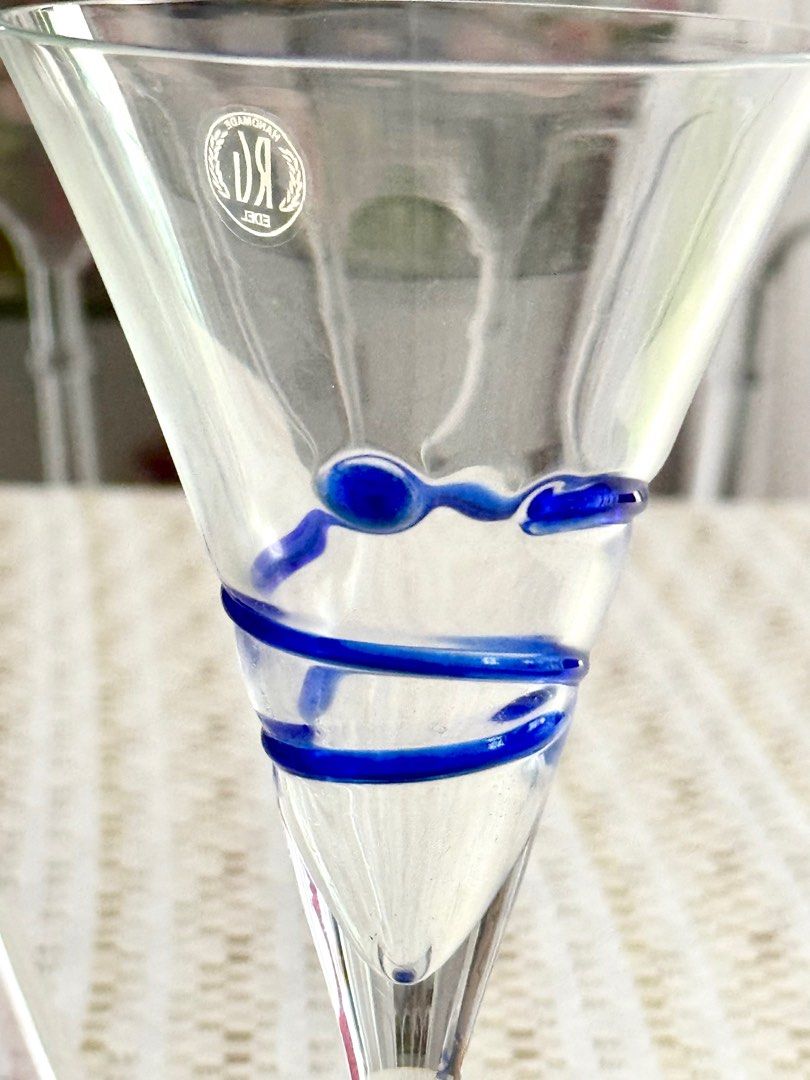 Wine glasses (Category: Other Kitchenware & Tableware) located in Mandaluyong City. Submitted by daisys.collection (Listing ID 1358440044, Image 3). Description: RG handmade Edel wine glasses sold in pairs in a box. Height = 7.4 in/ 18.6 cm Diameter= 3.2 in/ 8.5 cm 11 pairs available .