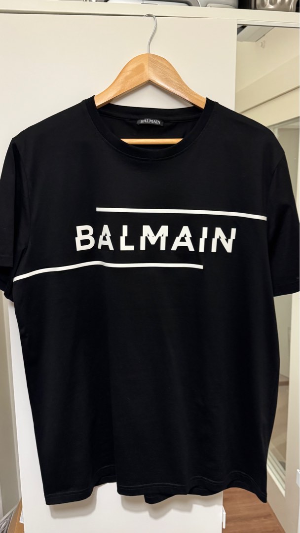 thumbnail image 2 of Balmain Paris Style T-Shirt - Black Graphic Print Short Sleeve - Men's Size L - Gildan 5000 2 of 4