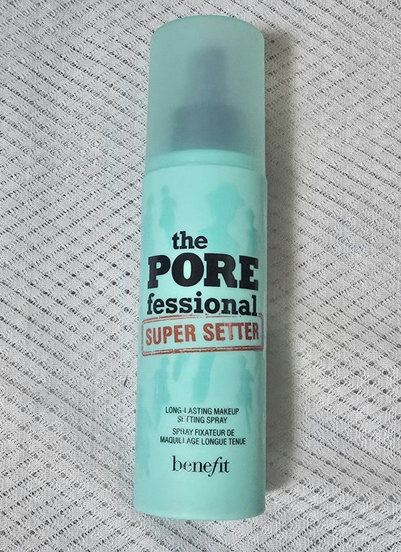 REPRICED Benefit The Porefessional Super Setter 120ml (Category: Makeup) located in Quezon City. Submitted by decluttering_helpmeee (Listing ID 1358657694, Image 1). Description: Benefit Long Lasting Setting Spray. Unused. No box. Came from a set. Full size 120ml. Price ia slightly negotiable. sf c/o buyer.