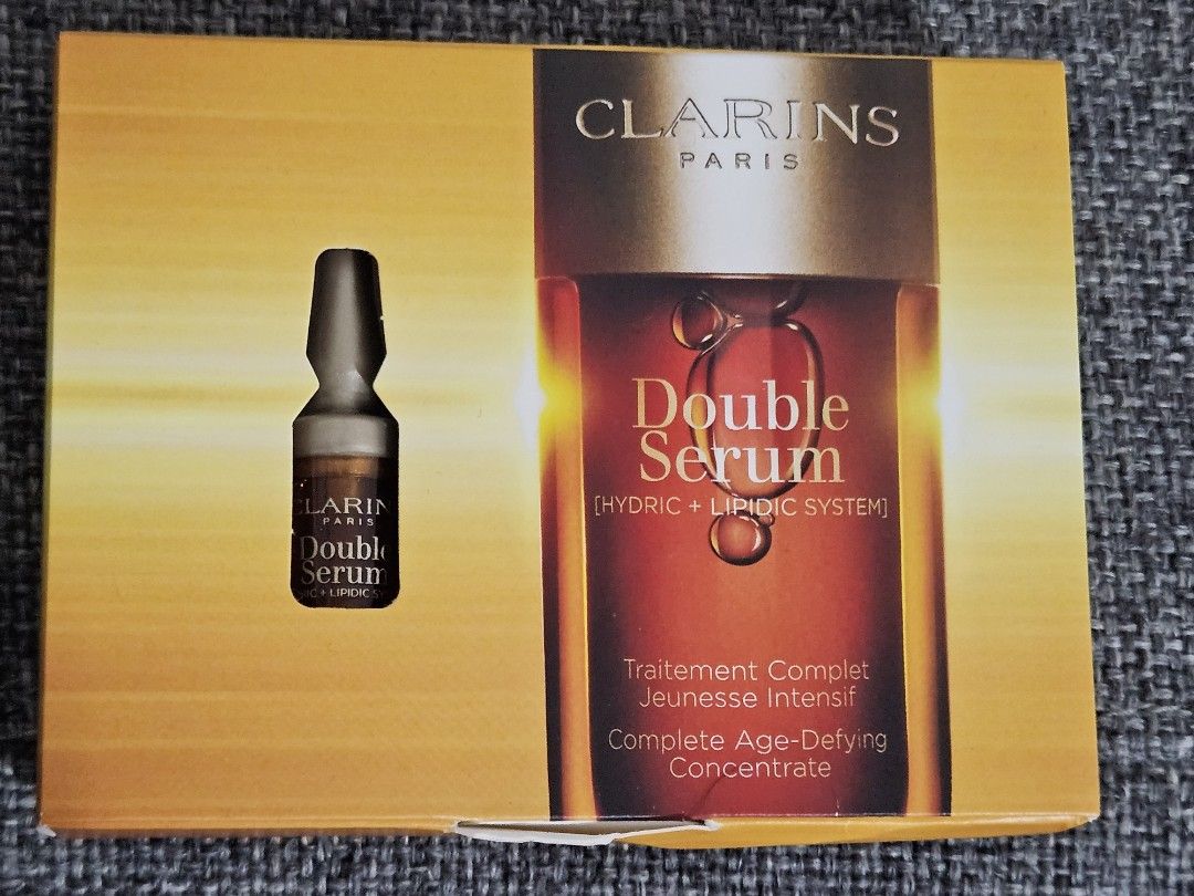Clarins double serum vial samples (Category: Face Care) located in Santa Rosa. Submitted by acleancloset (Listing ID 1358703442, Image 1). Description: PLS READ: I only sell genuine, authentic items sourced from sprees in Aus, US & UK or Rustan's. Read my reviews for proof. No returns & exchanges, full payment required before items ships. Freebies not guaranteed. IF IN DOUBT OR LOWBALLING, PLS TRANSACT ELSEWHERE 3x.9ml vials.