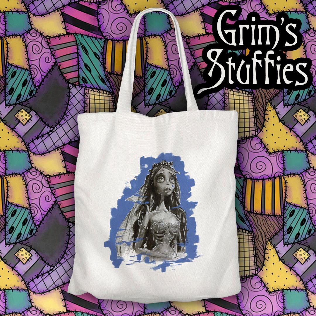 Corpse Bride Tote Bag + Tim Burton, Emily, Victor (Category: Tote Bags) located in Teresa. Submitted by grimsstuffies (Listing ID 1358543083, Image 3). Description: .