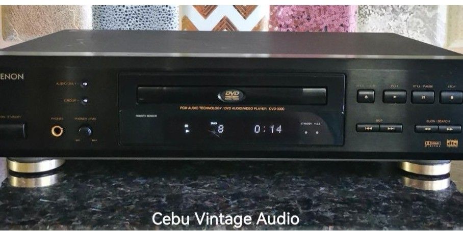 DENON DVD-3300 CD/DVD PLAYER (Category: Soundbars, Speakers & Amplifiers) located in Cebu City. Submitted by cebu_vintage_audio (Listing ID 1358675595, Image 3). Description: 100volts converted to 220 volts, made in Japan some scratches at top cover. plays original CD and DVD only. Price slightly negotiable 09611016075 / 09459985749.
