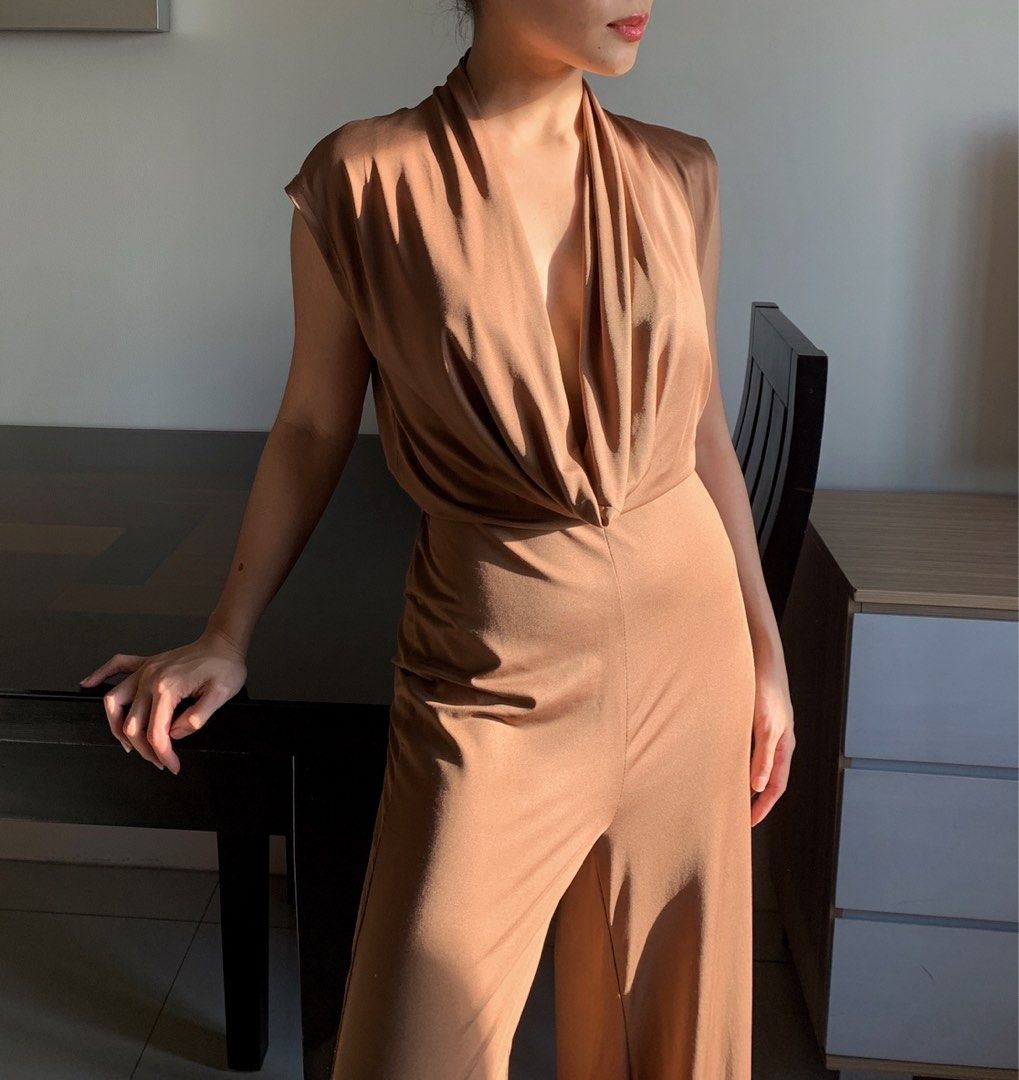 FOR RENT | Drape neck jumpsuit | Two-way Custom Drape Neck Jump Suit (Category: Jumpsuits) located in Quezon City. Submitted by mjc_wearhouse (Listing ID 1358543760, Image 2). Description: FOR RENT | Drape neck jumpsuit | Two-way Custom Drape Neck Jump Suit XS-Small: UK 6 / US 2 / EU 34 Stretchable (can reach up to petite medium) Evening | special occasion | wedding guest | date.