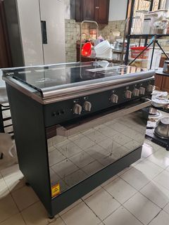 Fujidenzo 90 cm, 5 Gas Burner Cooking Range with Rotisserie & Griddle FGR9650VTRGMB (Matte Black)