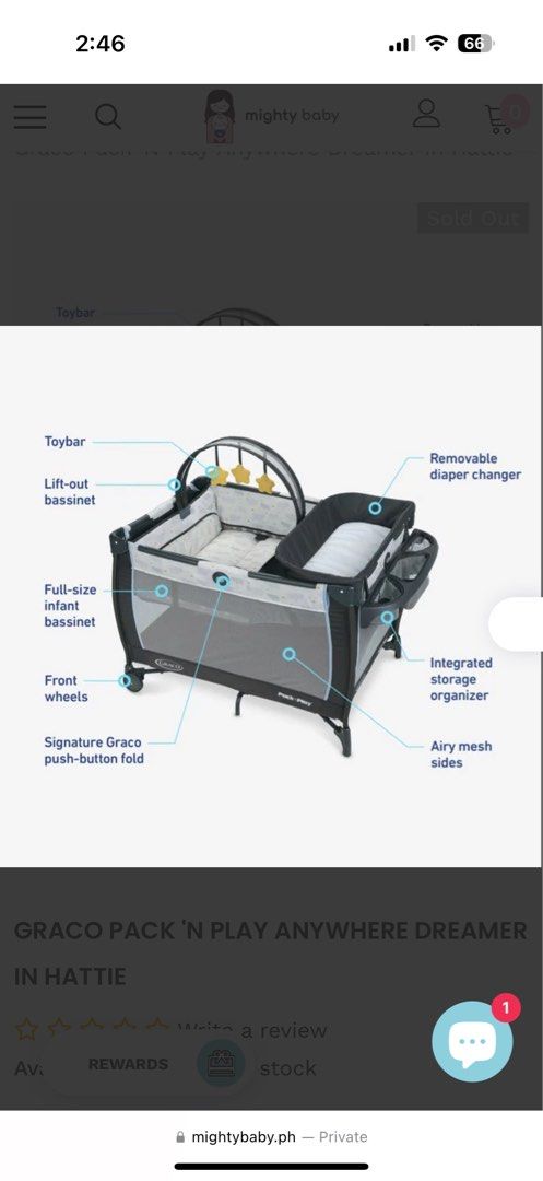 Graco Pack 'N Play Anywhere Dreamer in Hattie (Category: Cots & Cribs) located in Pulilan. Submitted by engrjasvalenciano (Listing ID 1358568608, Image 2). Description: Not suitable sa maselan/maarte :) With slight discolorations and stains No defects Complete accessories.