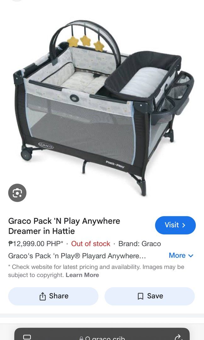 Graco Pack 'N Play Anywhere Dreamer in Hattie (Category: Cots & Cribs) located in Pulilan. Submitted by engrjasvalenciano (Listing ID 1358568608, Image 1). Description: Not suitable sa maselan/maarte :) With slight discolorations and stains No defects Complete accessories.