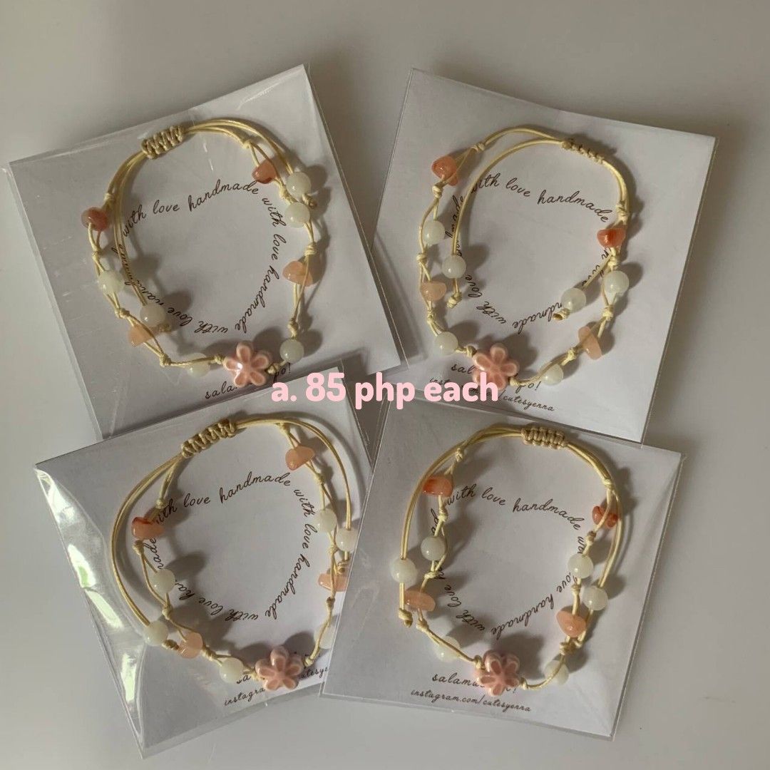 Handmade Bracelets (Category: Bracelets) located in Tagbilaran City. Submitted by miangsstuff (Listing ID 1358621535, Image 1). Description: 💗 PLEASE READ DESCRIPTION 💗 Cutesy bracelets and necklaces, each handmade with love and care by Sienna. Brand New ✅ Original Design ✅ Handmade with Love ✅ Be sure to check out my official Instagram page: @cutesyenna Thank you!.