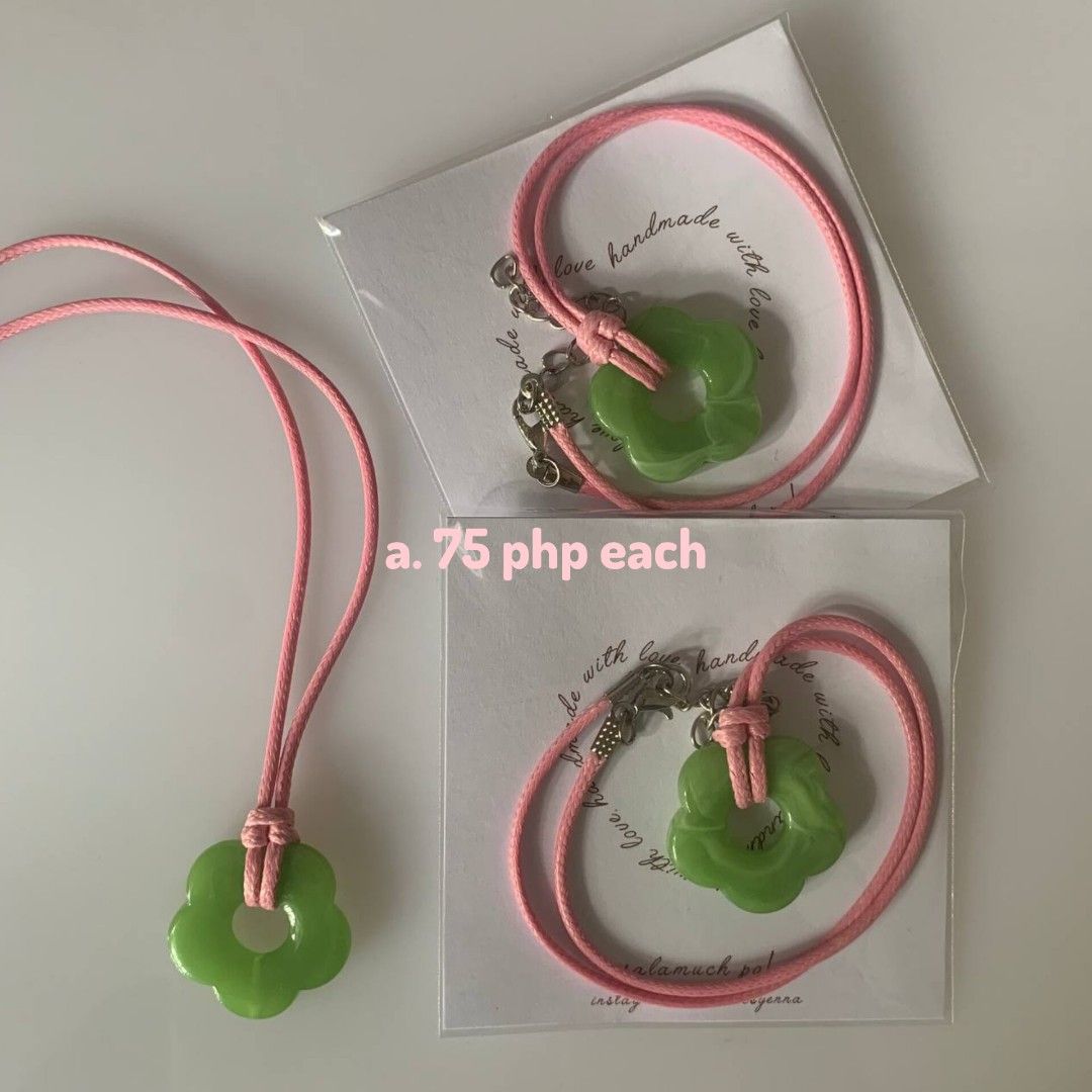 Handmade Necklace (Category: Necklaces) located in Tagbilaran City. Submitted by miangsstuff (Listing ID 1358622174, Image 1). Description: 💗 PLEASE READ DESCRIPTION 💗 Cutesy bracelets and necklaces, each handmade with love and care by Sienna. Brand New ✅ Handmade with Love ✅ Be sure to check out my official Instagram page: @cutesyenna Thank you!.