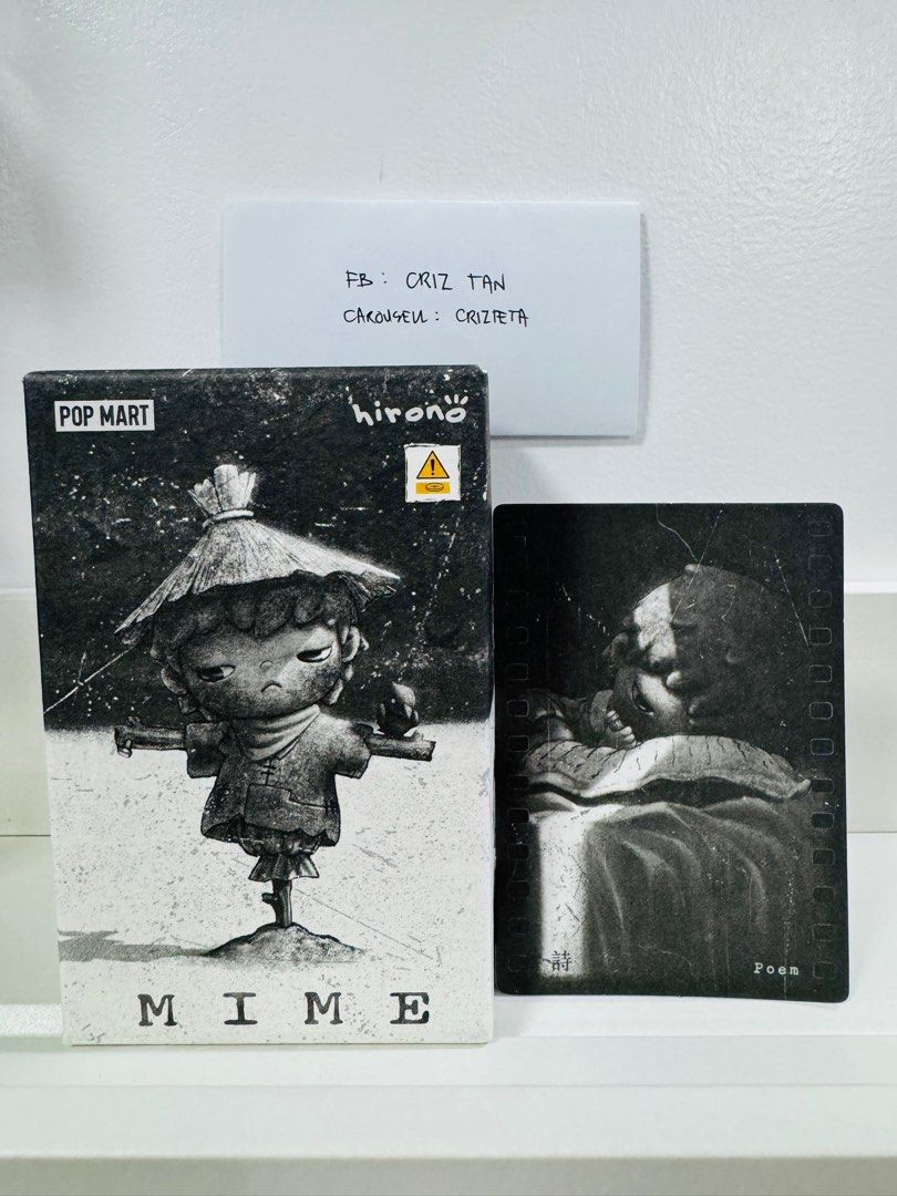 Hirono Mime - Poem (Category: Designer & Blind Box Toys) located in Marilao. Submitted by crizteta (Listing ID 1358677116, Image 1). Description: Poem - Hirono Mime Series Sealed foil, open bottom box With card 📍Marilao, Bulacan ✅ Lalamove, J&T or Meet up at SM Marilao ✅ Gcash / BPI.