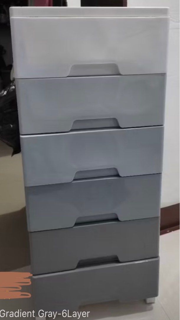 IMUTO 6 Layer Gradient Drawer Storage Cabinet (Category: Storage Boxes & Baskets) located in Taguig. Submitted by thekvstore (Listing ID 1358735688, Image 2). Description: Tags: orocan, durabox Made of durable plastic. Dimensions are posted on photos. Sold as is, assembled and ready to use. RFS: switching to a bigger clothes rack 📍BGC.