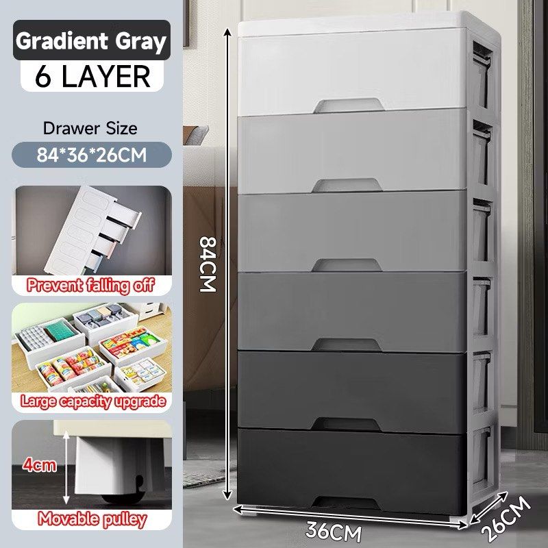 IMUTO 6 Layer Gradient Drawer Storage Cabinet (Category: Storage Boxes & Baskets) located in Taguig. Submitted by thekvstore (Listing ID 1358735688, Image 1). Description: Tags: orocan, durabox Made of durable plastic. Dimensions are posted on photos. Sold as is, assembled and ready to use. RFS: switching to a bigger clothes rack 📍BGC.