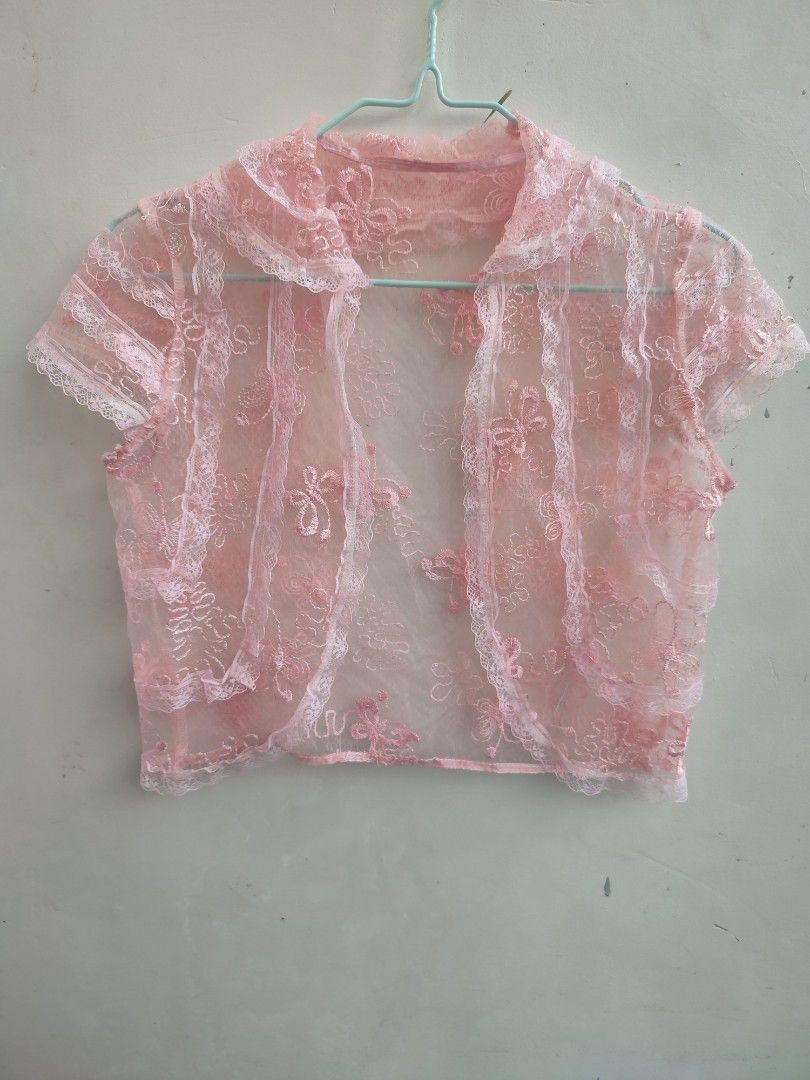 Lace Bolero Shrug Cardigans (Category: Coats, Jackets and Outerwear) located in Quezon. Submitted by hunnylava (Listing ID 1358634314, Image 1). Description: 100 each. Pm for more details. Size: Small to Medium. Pwede sa Large kaso baka uncomfortable na. Payment first. MOP: Gcash or Bank Transfer Courier: JNT.