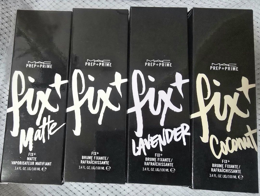 REPRICED Mac Fix+ Coconut (Category: Makeup) located in Quezon City. Submitted by decluttering_helpmeee (Listing ID 1358656850, Image 2). Description: 1 available. Coconut Variant. Full size 100ml. Brand new in box. Dec 2022 batch. Retails for Php 1800. Other variants also available. Original Matte Lavender Price is slightly negotiable. Sf c/o buyer..