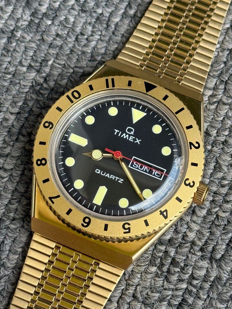 Q-Timex Reissue 3-Hand Day-Date (TW2V18800) (Category: Men's Watches) located in Quezon City. Submitted by lucas_luxuries (Listing ID 1358672871, Image 2). Description: Q-Timex Reissue 3-Hand Day-Date (TW2V18800) ₱6,000 only • Condition 9/10 • Comes with Box sleeve, Outer box, Inner box, Manual. • 38 millimeter / Quartz movement / 50M Water Resistance - First come first serve policy - Slightly negotiable for sure buyers - Accepting reservation bu
