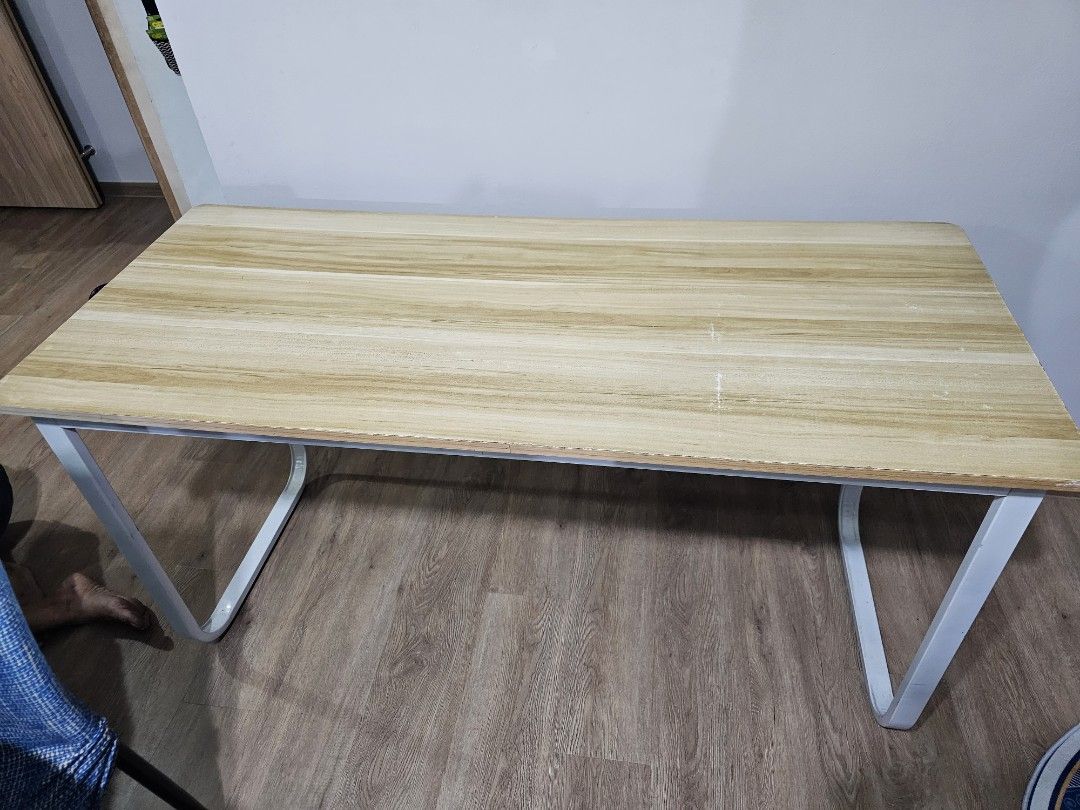 Side table (Category: Tables & Sets) located in Singapore. Submitted by brandedchamber21 (Listing ID 1358612610, Image 2). Description: 140cm by 60cm by 70cm wooden table with metal legs available immediately.