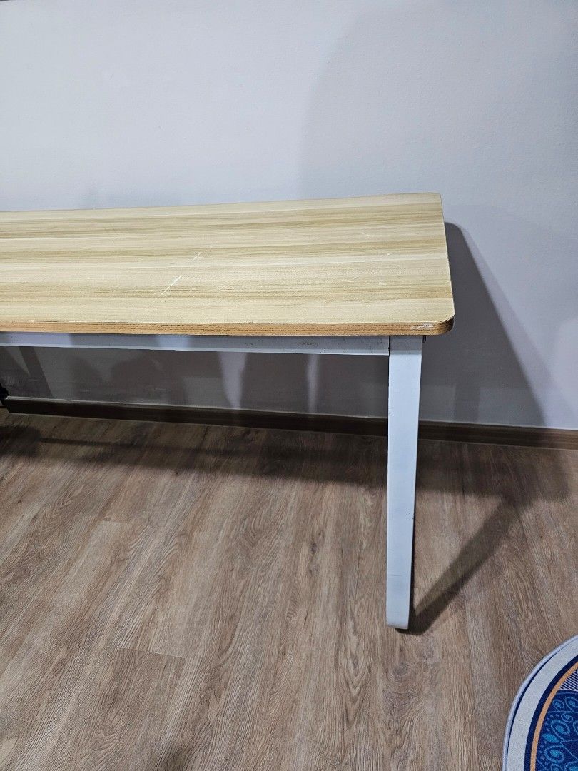 Side table (Category: Tables & Sets) located in Singapore. Submitted by brandedchamber21 (Listing ID 1358612610, Image 1). Description: 140cm by 60cm by 70cm wooden table with metal legs available immediately.