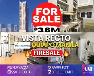Vista Recto studio type condo unit for sale Bare unit in Quiapo Manila