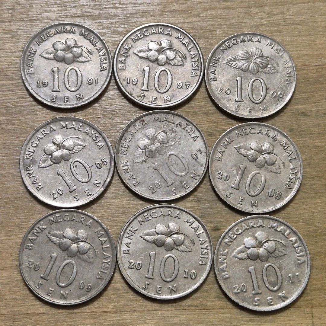 1991 to 2011 Malaysia 10 Sen Coins, Hobbies & Toys, Memorabilia &  Collectibles, Currency on Carousell