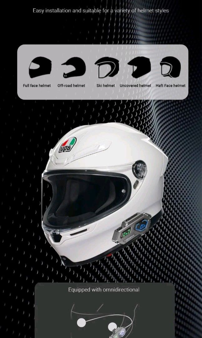 Awei VS-6 Motor Helmet Wireless Headset Motor Headset Motor Intercom. (Category: Headphones & Headsets) located in Manila. Submitted by ramosmarvi53163 (Listing ID 1358748464, Image 2). Description: Awei VS-6 Motor Helmet Wireless Headset Motor Headset Motor Intercom. Features: - Wireless Intercom: 500m long-range communication. - Music Sharing: Two devices can connect to one phone for music. - IPX6 Waterproof: Durable and water-resistant. - One-