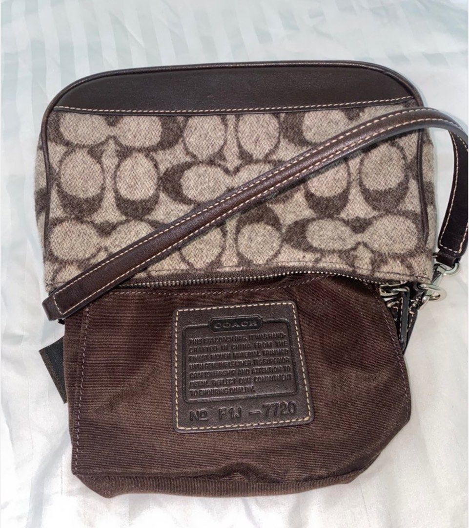 Coach Demi Wool Pochette Shoulder Bag (Category: Luxury Bags & Wallets) located in Manila. Submitted by maly01_ (Listing ID 1358894228, Image 2). Description: - Rare & Authentic (Japan-sourced ~ bought from a reliable seller) - Mint Condition / No Issues price is still negotiable :) .