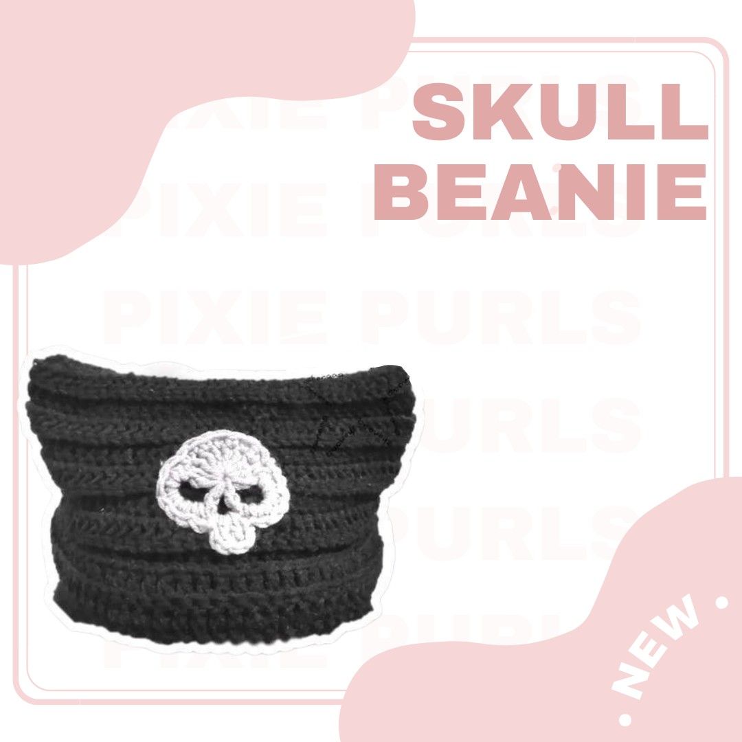 Crochet skull beanie (Category: Hats & Beanies) located in Digos. Submitted by pixiepurlsandpages (Listing ID 1358858711, Image 1). Description: • Kindly message seller for any Color combination requests or questions • please note that it may take 1-3 days before shipping since we have to make the item ourselves •Delivery Fee will be shouldered by buyer.