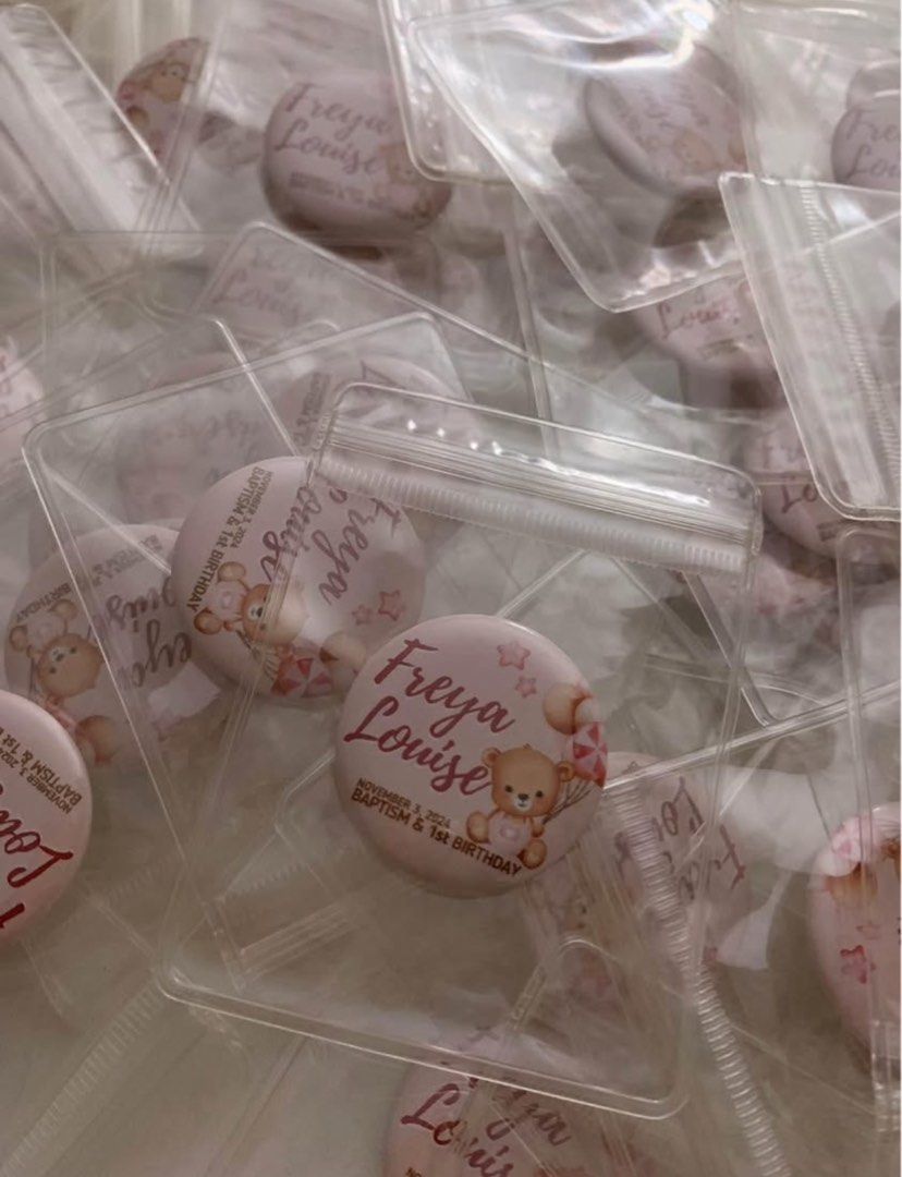Customized Button Pin (Category: Craft Supplies & Tools) located in Quezon City. Submitted by reinibells (Listing ID 1358739253, Image 2). Description: Button pins with 3 available sizes: 25mm, 32mm, and 58mm.