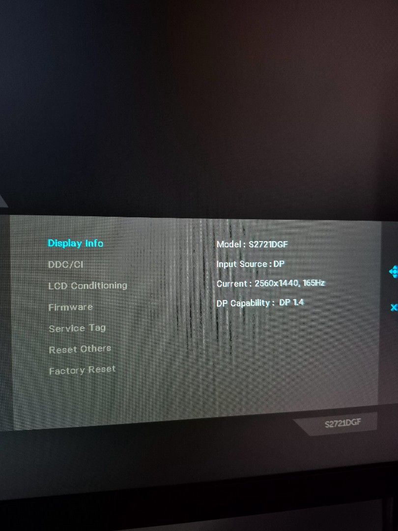 Dell Gaming Monitor 27" 2k 1440P 165 hz S2721DGF63164291731714114