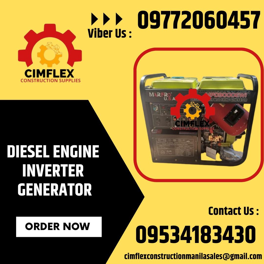 diesel engine inverter generator (Category: Construction Tools & Equipment) located in Manila. Submitted by cimflexcon63754 (Listing ID 1358826266, Image 1). Description: diesel engine inverter generator = = Available here at Cimflex Construction Supplies. Call or Message us to order! Details on the bio 👆 #cimflexcosntructionsupplies #cimflexconstruction #cimflex #hardware #constructiontools #hardwaretools #industrialtools #binondo #generator LO