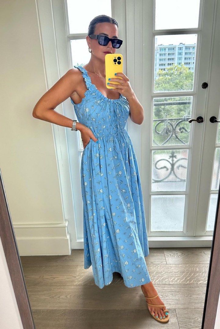 blue dresses bridesmaid Simple Blue Sleeveless A Line Satin Prom Dresses Bridesmaid Dresses