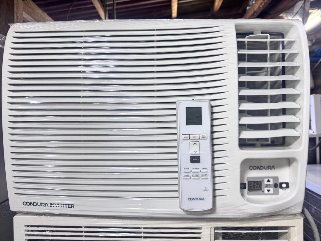 Inverter aircon window type (Category: Air Conditioning and Heating) located in Manila. Submitted by prince_jush (Listing ID 1358892649, Image 1). Description: Condo pull out 1hp condura full inverter with remote 1.5hp carrier full inverter Ready to use, already clean Size: 22by15 inches With warranty We do cash on delivery for free Pm or call for interested 09093629905.