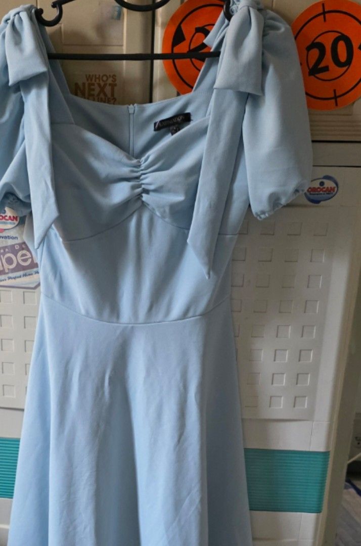 Karimadon Light Blue Dress (Category: Dresses) located in Quezon City. Submitted by xia_ko (Listing ID 1358796353, Image 1). Description: - It was bought for 2,700 and used once for a wedding. - Free Brooch.