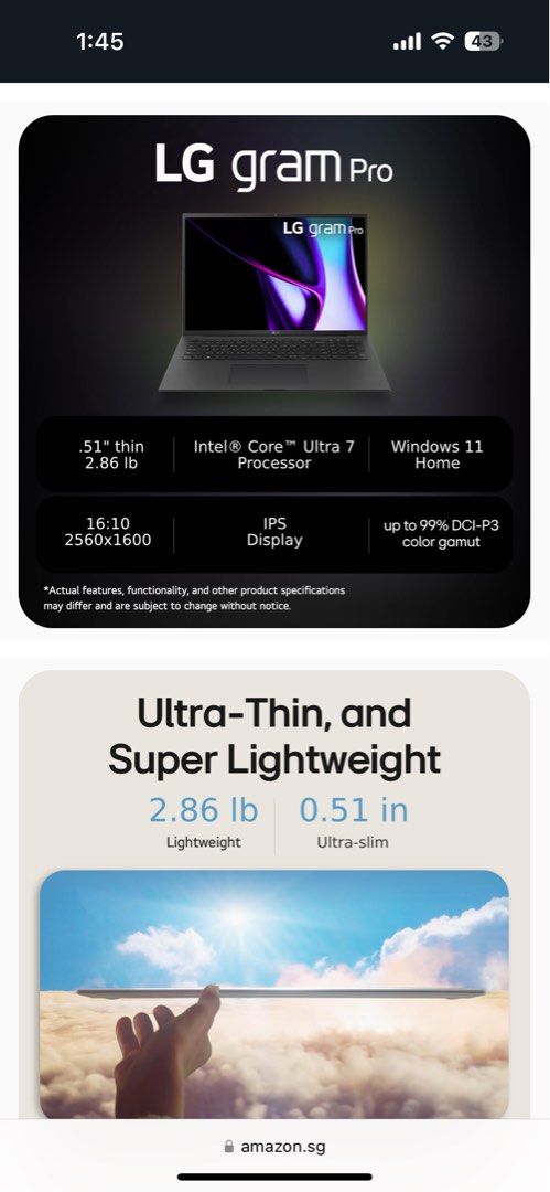(RP $3600) LG Gram Pro 17in, 32GB+1TB, Intel Core Ultra 7 155H, Nvidia RTX 3050 4GB63165659808771113