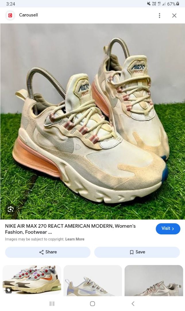 Nike Airmax 270 React (Category: Sneakers) located in Quezon City. Submitted by lueqexeselasor (Listing ID 1358807765, Image 2). Description: no issue.