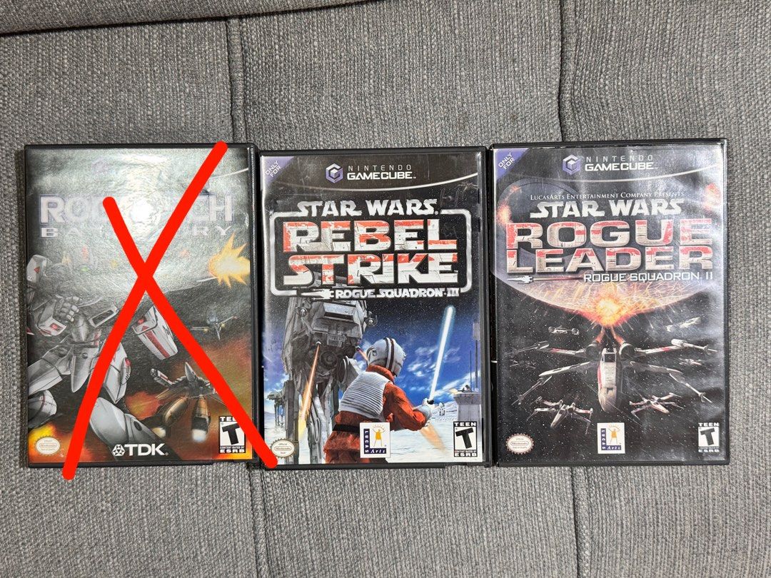 Nintendo GameCube Games (Category: Nintendo) located in Mandaluyong City. Submitted by djposhop (Listing ID 1353099354, Image 1). Description: Robotech sold Star Wars rebel strike 1000 Star Wars rogue leader 1000.