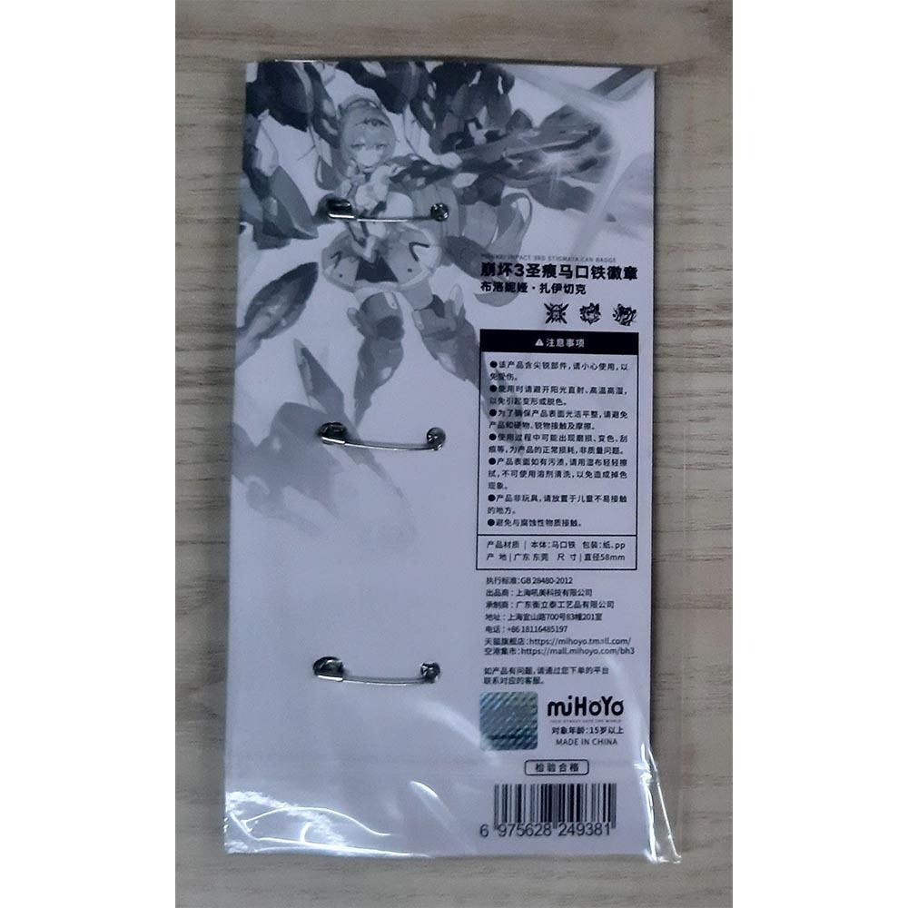 Official Honkai Impact 3rd Bronya Stigmata Can Badge (Category: Character Goods) located in Manila. Submitted by synchrofusion (Listing ID 1358835938, Image 2). Description: Need to declutter old merch for house repair. Herrscher of Truth Bronya Stigmata Set Single on-hand item only. Mode of payment is Gcash. Shipping fee is shouldered by buyer..