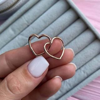 PANDORA HEART ASSYMETRICAL HEART HOOP EARRINGS
