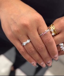 SALE🎀 PANDORA RIBBON PINK RING 950, DOUBLE BAND RIBBON BOW RING 1100
