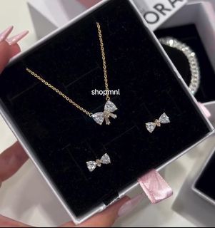 🎀Sale! Pandora sparkling bow set  gold shine
