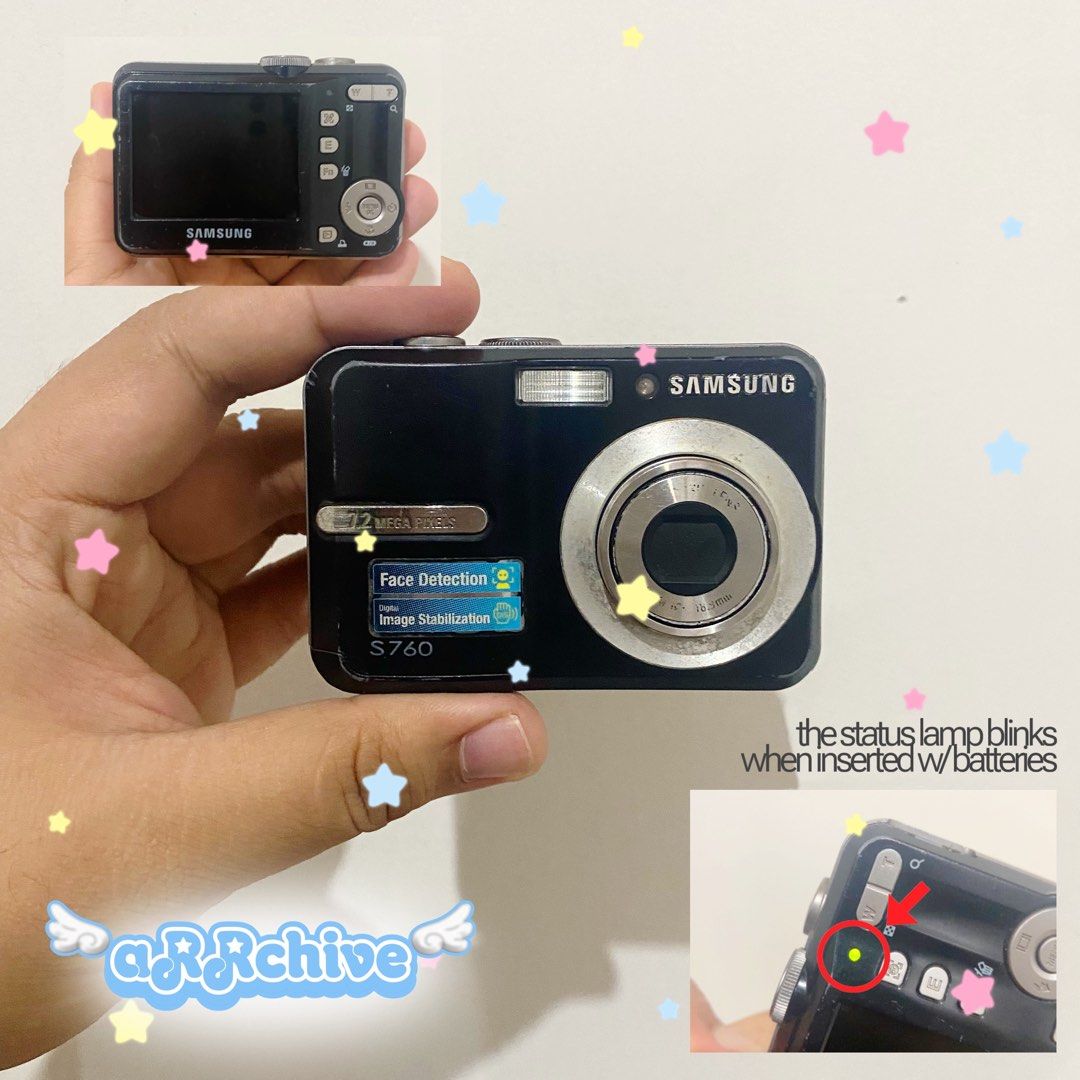 Samsung S760 | Defective | Digicam Digital Camera 📸 (Category: Cameras) located in Cauayan City . Submitted by arrchive (Listing ID 1358362136, Image 1). Description: 🍀No sample shots 🍀It blinks when I inserted batteries so I think you can still repair it 🍀Heavy signs of usage 🍀Selling as is (no inclusions) 🍀The camera uses AA batteries NO COD G APP PAYMENT ONLY DIRECT JNT *The color of the product may be different due to lighting | Manage 