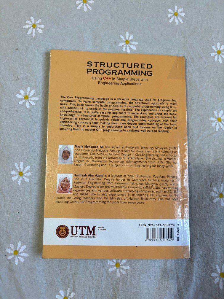 Structured Programming C++ UTM Textbook (Category: Textbooks) located in Ipoh. Submitted by elmamelissa (Listing ID 1358797289, Image 2). Description: Masih elok dan dibalut.