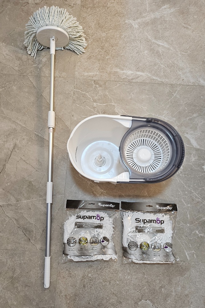 [Sweet Home] SupaMop M500 (White) Spin Mop Set, Furniture & Home Living ...