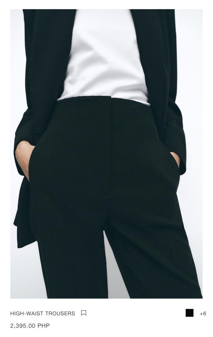 Zara High Waist Trousers (Category: Other Bottoms) located in Marikina City. Submitted by fififofo_x (Listing ID 1358883266, Image 2). Description: Like New. Bought for 2,395. Fits M-L.
