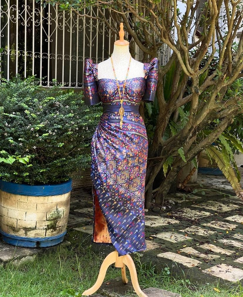 Corset Modern Filipiniana Silk Blue Dress, Women's Fashion, Dresses & Sets,  Evening dresses & gowns on Carousell
