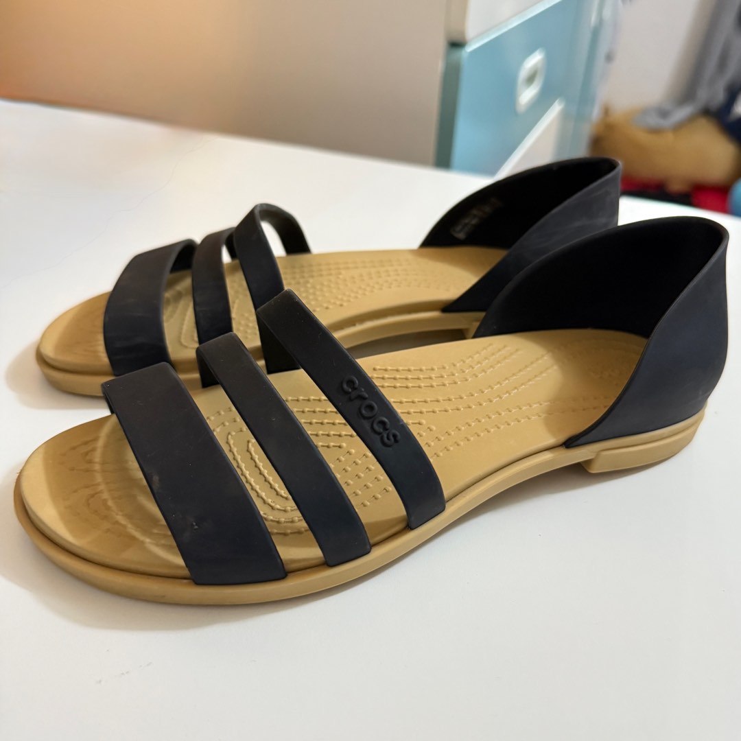 Crocs Tulum Open Flat Sandals for Women W6, Women's Fashion, Footwear ...