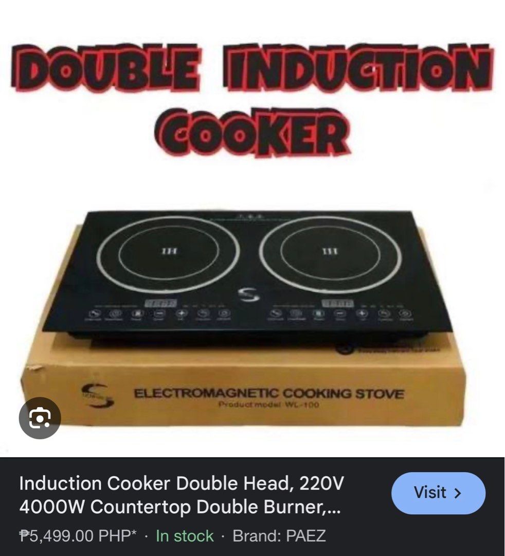 Double induction cooker (Category: Cookers) located in Mandaluyong City. Submitted by purplepenguin0016 (Listing ID 1359024431, Image 1). Description: Decluttering mandaluyong area! 01. Panel material: Class A black crystal panel+glass induction cooker 02. Bottom shell: cold plate spraying (embedded) 03. Heating coil: aluminum coil disc 04. Control mode: touch 04. Heat dissipation: air cooling 05. Voltage: 220v-240v 06. Power: 2200W+2200W 07. The