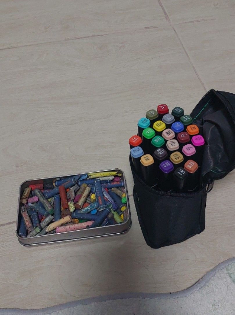 dual tip markers and assorted oil pastel (Category: Craft Supplies & Tools) located in Manila. Submitted by meowiemeowiez (Listing ID 1359041336, Image 1). Description: oil pastel brands - pentel, dong-a, cray-pas markers (24pcs)- touch (never used) 100php for both 60php - markers only 60php - pastels only.