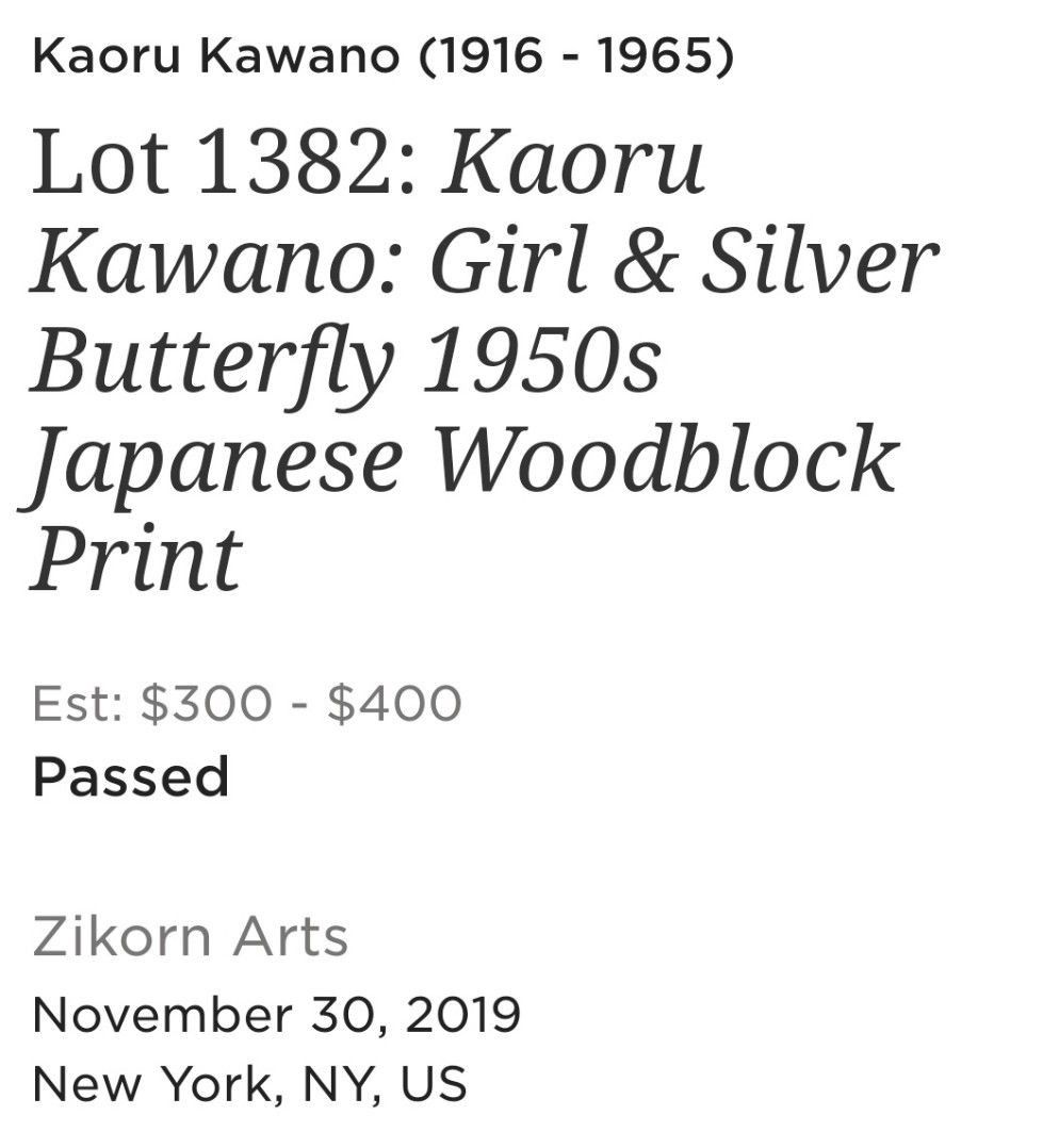 Kaoru KAWANO paintings (Category: Art & Prints) located in Tanay. Submitted by judevalcorza (Listing ID 1223541131, Image 1). Description: KAORU KAWANO PAINTINGS GIRL AND SILVER BUTTERFLY JAPANESE WOOD BLOCK PAINTINGS VERY GOOD USED CONDITION VERY PRESENTABLE EVEN IF IT'S OLD 1500 PLUS SHIP PM LANG.