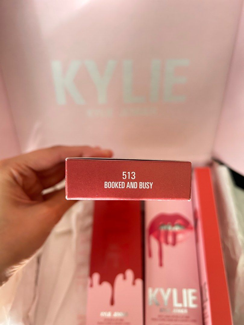 Kylie Cosmetics Lip Kits (Category: Makeup) located in Manila. Submitted by mae_finds (Listing ID 1358961882, Image 3). Description: Authentic & Sealed | Bought from ULTA Beauty USA LIST OF SHADES: 1️⃣ Shade: 329 “Category is Lips” 2️⃣ Shade: 513 “Booked and Busy” 3️⃣ Shade: 100 “Posie K Matte” 4️⃣ Shade: 500 “Kristen Matte”.